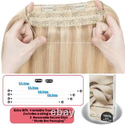 100% Remy Human Hair Wire in Secret Headband Clip Weft Extension THICK One Piece