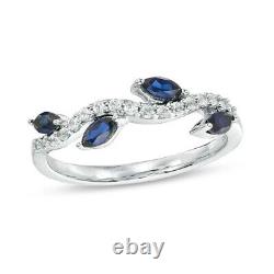 10K White Gold With Sapphire & Moissanites Leafy Vine Women's Anniversary Ring