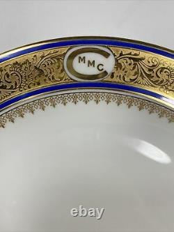 10 Limoges France Cobalt Blue Gold Encrusted Cabinet Plates 9 EUC Monogrammed