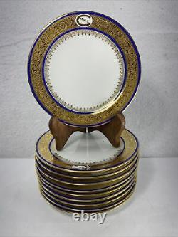 10 Limoges Gold And Cobalt Blue Bread And Butter Plates 6 1/2'' Monogramed