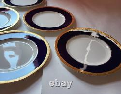10 Minton Tiffany & Co Dinner Plates Cobalt Blue & Gold Rim 10 1/4 H4337