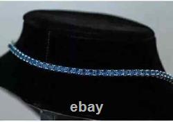 12Ct Round Cut Lab Created Blue Sapphire Tennis Necklace 14K White Gold Plated