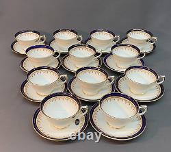 12 Aynsley LEIGHTON Footed Cobalt and Gold Cup Saucer Sets NEW