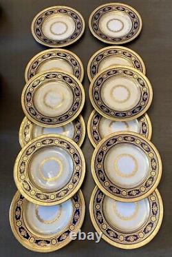 12 Beautiful Minton For Tiffany Cobalt And Gold Plates 6