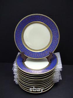 12 Rosenthal Pickard M1- 15 Gold Encrusted Cobalt Blue Floral Dinner 11 Plates