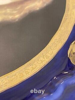 12 Royal Vienna Porcelain Portrait Plate Cobalt Blue and Gold Trim Li Moges