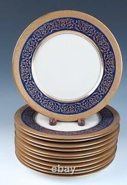 12 Vintage Ovington's New York Cobalt Gold 8.75 Salad Dessert Plates Porcelain
