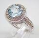 14k White Gold Plated 3.20 Ct Round Simulated Blue Topaz Wedding Ring 925 Silver