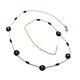 18k Rose Gold 18 Faceted Blue With Lapis Lazuli Flowers Rolo Chain Necklace