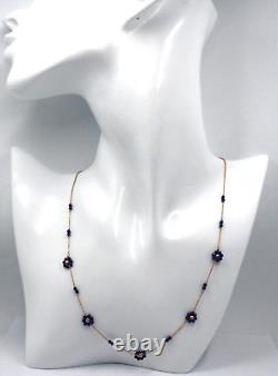 18k rose gold 18 faceted blue with lapis lazuli flowers rolo chain necklace