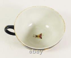 = 18th C Worcester Polychrome Tea Cup, Cobalt Blue & Gold, Exotic Birds & Bugs