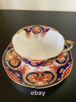 19thC Antique Aynsley Imari Cobalt Orange And Gold Teacup And Saucer Set