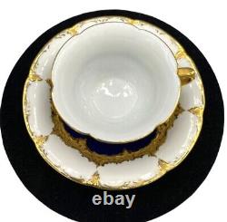 19th Century Meissen Cobalt Blue & Gold Demitasse Tea Cup & Saucer