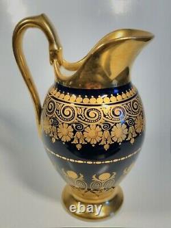 19th Century Old Paris Gold and Cobalt Blue 9 Pc Porcelain Coffee Tea Set & Bowl