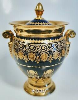 19th Century Old Paris Gold and Cobalt Blue 9 Pc Porcelain Coffee Tea Set & Bowl