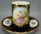 19th Century Royal Vienna Style Hand Painted Lady & Child Cobalt & Gold Cup