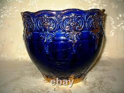 19th Century Victorian Jardiniere Pottery Planter done in Cobalt Blue & GOLD