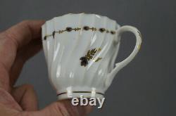 19th Century Worcester Replacement Cobalt & Gold Fluted Coffee Cup & Saucer A