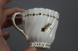 19th Century Worcester Replacement Cobalt & Gold Fluted Coffee Cup & Saucer A