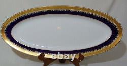 19th Mintons Cobalt Blue Gold Encrusted Porcelain Oval Fish Game Platter G 3950