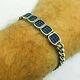 1ct Round Natural Blue Sapphire Men's Bracelet 14k White Gold Plated Silver
