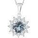 1 1/2ct Blue Topaz & Diamond Halo Pendant 10k White Gold Women's Necklace