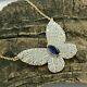 1.50ct Round Cut Moissanite & Sapphire Butterfly Pendant 14k Yellow Gold Plated