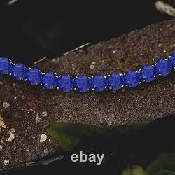 20Ct Lab Created Blue Sapphire 14K White Gold Over 5 MM Tennis Men's Bracelet 8