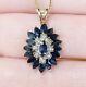 2ct Marquise Cut Simulated Blue Sapphire Halo Pendant 14k Yellow Gold Plated