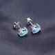 2ct Oval Cut Simulated Blue Topaz Stud Earrings 14k White Gold Plated Silver