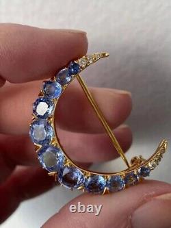 2.00Ct Round Lab-Created Blue Topaz Victorian Brooch Pin 14K Yellow Gold Plated