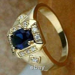 2.10 Ct Oval Cut Simulated Sapphire Men's Wedding Ring 14k Yellow Gold Plated