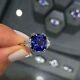 3ct Cushion Simulated Blue Sapphire Three Stone Band Ring 14k White Gold Plated