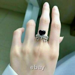 3Ct Heart Cut Simulated Blue Sapphire Women's Ring 14k White Gold Plated Silver