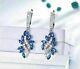 3ct Marquise Cut Simulated Sapphire Drop/dangle Earrings 14k White Gold Plated