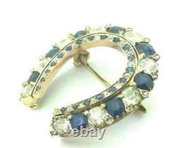 3Ct Round Lab Created Blue Sapphire Women's Brooch Pin 14K Yellow Gold Plated