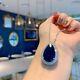 3.20ct Pear Cut Lab-created Blue Sapphire Teardrop Pendant 14k White Gold Plated