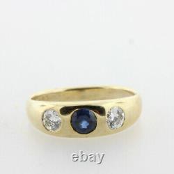 3.60 Ctw Created Blue Diamond Engagement Three Stone Ring 14K Yellow Gold Plated