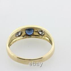 3.60 Ctw Created Blue Diamond Engagement Three Stone Ring 14K Yellow Gold Plated