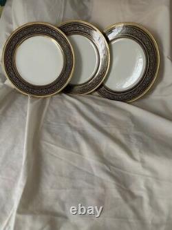 3 Antique Rosenthal 11 Cobalt Blue Gold Encrusted Dinner Plates #5369-6g. MINT