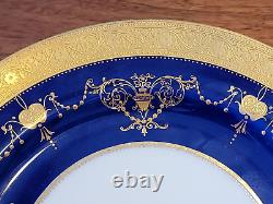 3 Minton Gold Encrusted Cobalt Blue Neoclassical 9 Plates G9905 England