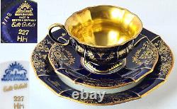 3-tlg. Setting Cup Porcelain Lindner Kueps Bavaria Cobalt Blue Gold Um 1970 P379