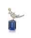 4ct Emerald Cut Lab Created Sapphire Birds Brooch Pin 14k Two Tone Gold Plated