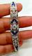 4ct Round Simulated Sapphire & Diamond Art Deco Bracelet 925 Sterling Silver