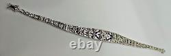 4Ct Round Simulated Sapphire & Diamond Art Deco Bracelet 925 Sterling Silver