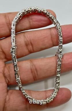 4Ct Round Simulated Sapphire & Diamond Art Deco Bracelet 925 Sterling Silver