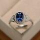 4.1ct Simulated Blue Sapphire Full Eternity Wedding Band 14k White Gold Plated