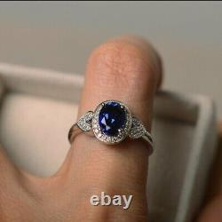4.1Ct Simulated Blue Sapphire Full Eternity Wedding Band 14K White Gold Plated