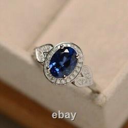 4.1Ct Simulated Blue Sapphire Full Eternity Wedding Band 14K White Gold Plated