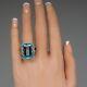 4.30 Ct Emerald Simulated Blue Topaz Solitary Wedding Ring 14k White Gold Plated